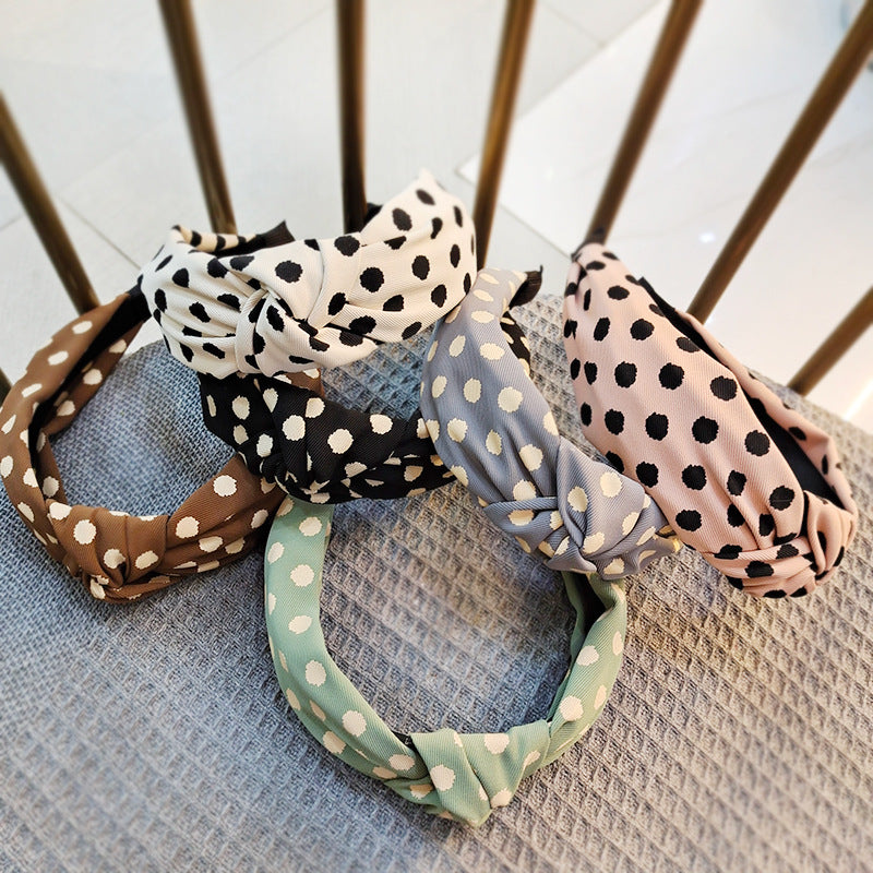 Wholesale Wide Edge Fabric Polka Dot Headband